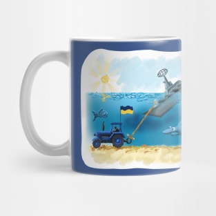 Tractor pulling a ship Mug